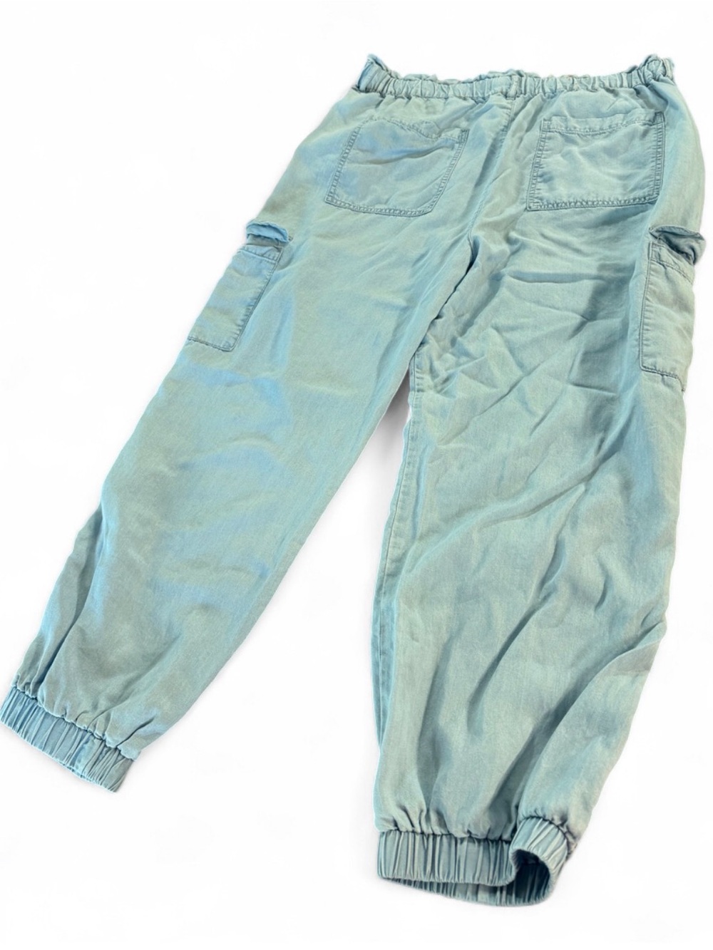 Elastic Waist Cargo Joggers - Light blue